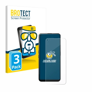 Parte frontal de un envase de producto con el logotipo de la marca BROTECT. Al lado se muestra el dispositivo Unihertz Luna co