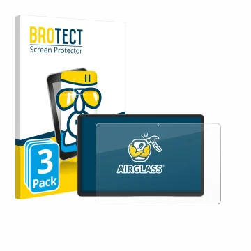 Parte frontal de un envase de producto con el logotipo de la marca BROTECT. Al lado se muestra el dispositivo Samsung Galaxy T