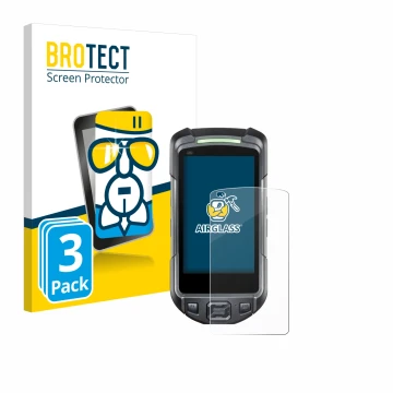 Parte frontal de un envase de producto con el logotipo de la marca BROTECT. Al lado se muestra el dispositivo Keyence BT-A700 