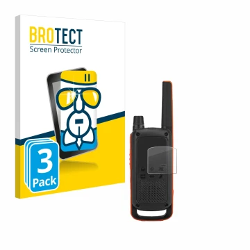 Parte frontal de un envase de producto con el logotipo de la marca BROTECT. Al lado se muestra el dispositivo Motorola Talkabo