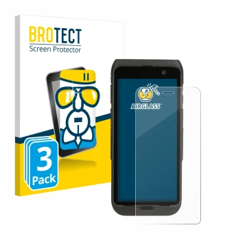 Parte frontal de un envase de producto con el logotipo de la marca BROTECT. Al lado se muestra el dispositivo Honeywell CT47 c