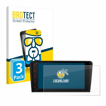 Parte frontal de un envase de producto con el logotipo de la marca BROTECT. Al lado se muestra el dispositivo Xtrons PSA80A3AL