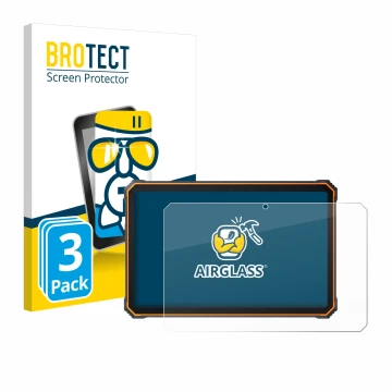 Parte frontal de un envase de producto con el logotipo de la marca BROTECT. Al lado se muestra el dispositivo Blackview Active