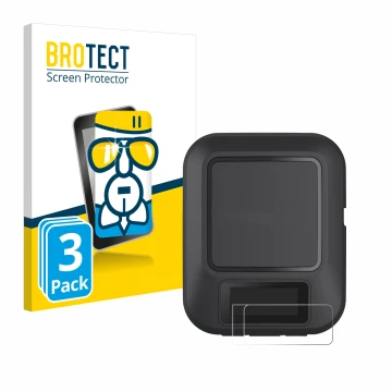 Parte frontal de un envase de producto con el logotipo de la marca BROTECT. Al lado se muestra el dispositivo Garmin inReach M
