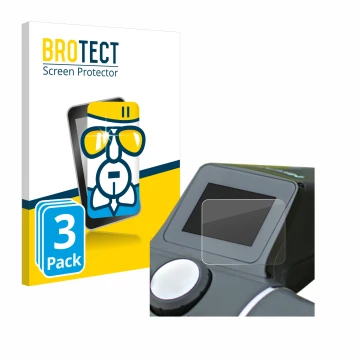 Parte frontal de un envase de producto con el logotipo de la marca BROTECT. Al lado se muestra el dispositivo Motocaddy M7 Rem