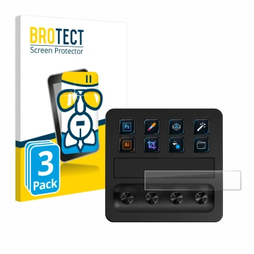 Parte frontal de un envase de producto con el logotipo de la marca BROTECT. Al lado se muestra el dispositivo Elgato Stream De