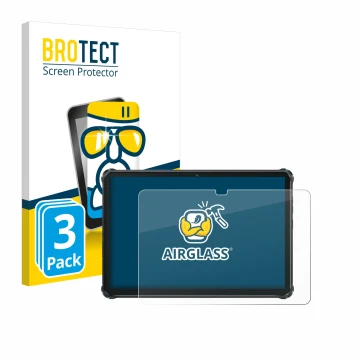 Parte frontal de un envase de producto con el logotipo de la marca BROTECT. Al lado se muestra el dispositivo Oukitel RT7 Tita