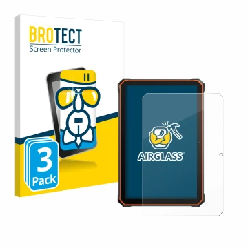Parte frontal de un envase de producto con el logotipo de la marca BROTECT. Al lado se muestra el dispositivo Blackview Active