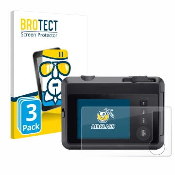 Parte frontal de un envase de producto con el logotipo de la marca BROTECT. Al lado se muestra el dispositivo Leica SOFORT 2 c