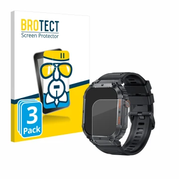 Parte frontal de un envase de producto con el logotipo de la marca BROTECT. Al lado se muestra el dispositivo GaWear K57PRO 1.