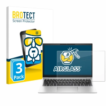 Parte frontal de un envase de producto con el logotipo de la marca BROTECT. Al lado se muestra el dispositivo HP EliteBook 830
