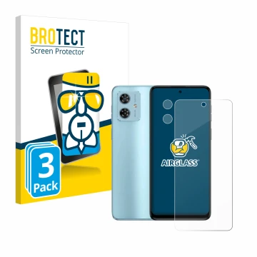Parte frontal de un envase de producto con el logotipo de la marca BROTECT. Al lado se muestra el dispositivo Motorola Moto G5