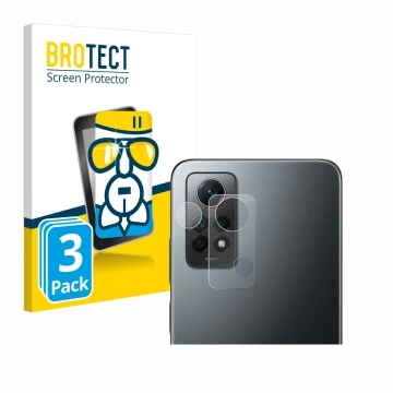 Parte frontal de un envase de producto con el logotipo de la marca BROTECT. Al lado se muestra el dispositivo Xiaomi Redmi Not