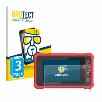 Parte frontal de un envase de producto con el logotipo de la marca BROTECT. Al lado se muestra el dispositivo Launch CRP 359 c