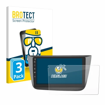 Parte frontal de un envase de producto con el logotipo de la marca BROTECT. Al lado se muestra el dispositivo Topway Android C