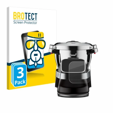 Parte frontal de un envase de producto con el logotipo de la marca BROTECT. Al lado se muestra el dispositivo WMF Avantgarde c