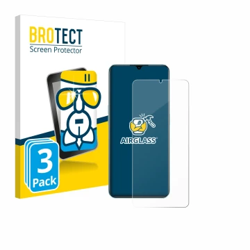 Parte frontal de un envase de producto con el logotipo de la marca BROTECT. Al lado se muestra el dispositivo Oppo A78 5G con 
