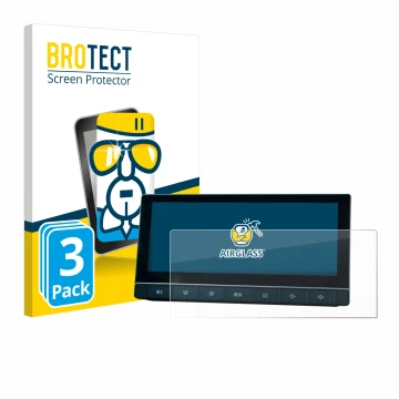 Parte frontal de un envase de producto con el logotipo de la marca BROTECT. Al lado se muestra el dispositivo MG 5 IPS-HD 10.2