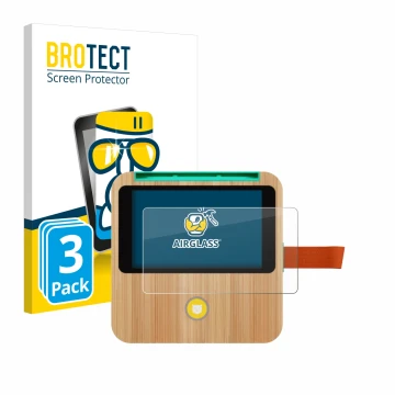 Parte frontal de un envase de producto con el logotipo de la marca BROTECT. Al lado se muestra el dispositivo tigerbox Touch P