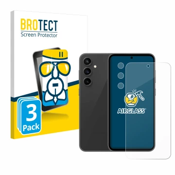 Parte frontal de un envase de producto con el logotipo de la marca BROTECT. Al lado se muestra el dispositivo Samsung Galaxy S