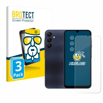 Parte frontal de un envase de producto con el logotipo de la marca BROTECT. Al lado se muestra el dispositivo Samsung Galaxy A