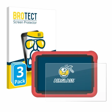 Parte frontal de un envase de producto con el logotipo de la marca BROTECT. Al lado se muestra el dispositivo Launch X-431 Pro