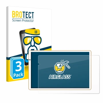 Parte frontal de un envase de producto con el logotipo de la marca BROTECT. Al lado se muestra el dispositivo Facetel Q3 con s
