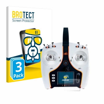 Parte frontal de un envase de producto con el logotipo de la marca BROTECT. Al lado se muestra el dispositivo Spektrum NX7e co