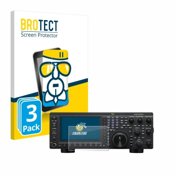 Parte frontal de un envase de producto con el logotipo de la marca BROTECT. Al lado se muestra el dispositivo Kenwood TS-890S 