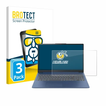 Parte frontal de un envase de producto con el logotipo de la marca BROTECT. Al lado se muestra el dispositivo Lenovo IdeaPad S