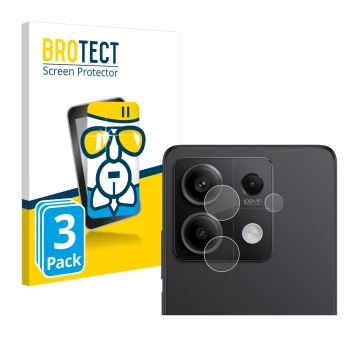 Parte frontal de un envase de producto con el logotipo de la marca BROTECT. Al lado se muestra el dispositivo Xiaomi Redmi Not