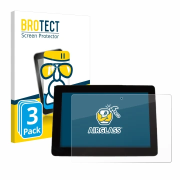 Parte frontal de un envase de producto con el logotipo de la marca BROTECT. Al lado se muestra el dispositivo Trimble XCN 1050