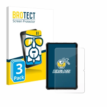 Parte frontal de un envase de producto con el logotipo de la marca BROTECT. Al lado se muestra el dispositivo Hotwav R7 con su