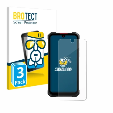 Parte frontal de un envase de producto con el logotipo de la marca BROTECT. Al lado se muestra el dispositivo Hotwav Cyber 9 P