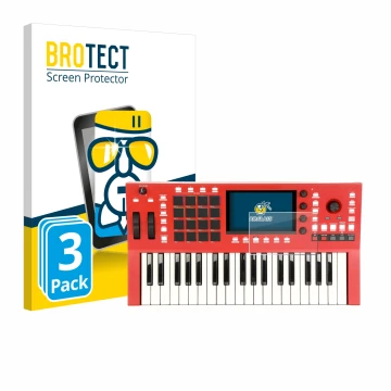 Parte frontal de un envase de producto con el logotipo de la marca BROTECT. Al lado se muestra el dispositivo Akai Professiona