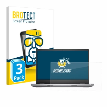 Parte frontal de un envase de producto con el logotipo de la marca BROTECT. Al lado se muestra el dispositivo Dell Precision 7