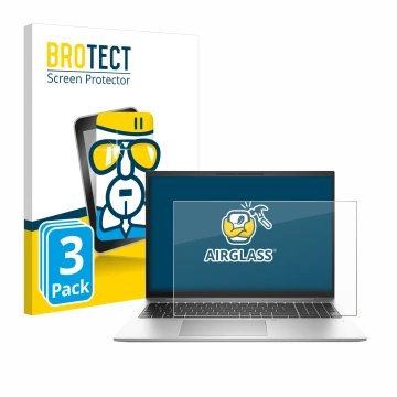 Parte frontal de un envase de producto con el logotipo de la marca BROTECT. Al lado se muestra el dispositivo HP EliteBook 865