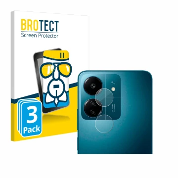 Parte frontal de un envase de producto con el logotipo de la marca BROTECT. Al lado se muestra el dispositivo Xiaomi Redmi 13C