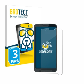 Parte frontal de un envase de producto con el logotipo de la marca BROTECT. Al lado se muestra el dispositivo Unitech EA660 co