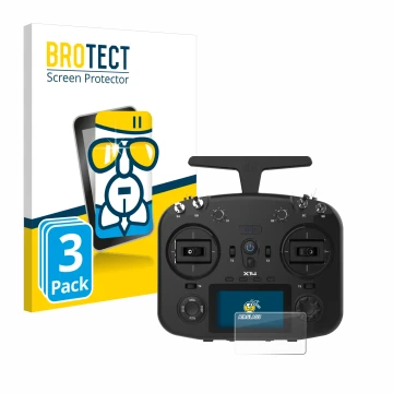 Parte frontal de un envase de producto con el logotipo de la marca BROTECT. Al lado se muestra el dispositivo FrSky TWIN X14 c