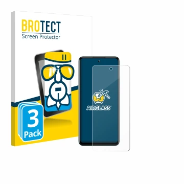Parte frontal de un envase de producto con el logotipo de la marca BROTECT. Al lado se muestra el dispositivo Itel S24 con su 