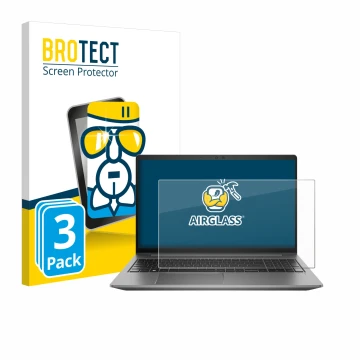 Parte frontal de un envase de producto con el logotipo de la marca BROTECT. Al lado se muestra el dispositivo HP Zbook Power 1
