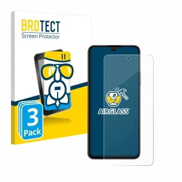 Parte frontal de un envase de producto con el logotipo de la marca BROTECT. Al lado se muestra el dispositivo Honor 90 Smart c