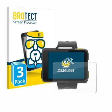 Parte frontal de un envase de producto con el logotipo de la marca BROTECT. Al lado se muestra el dispositivo Newland WD1 con 