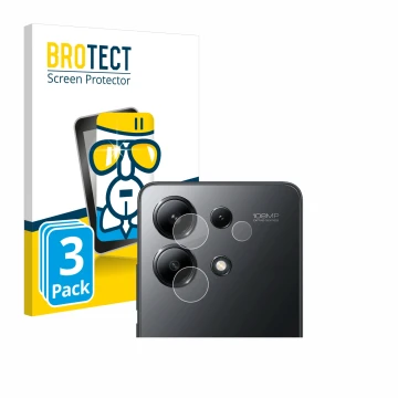 Parte frontal de un envase de producto con el logotipo de la marca BROTECT. Al lado se muestra el dispositivo Xiaomi Redmi Not