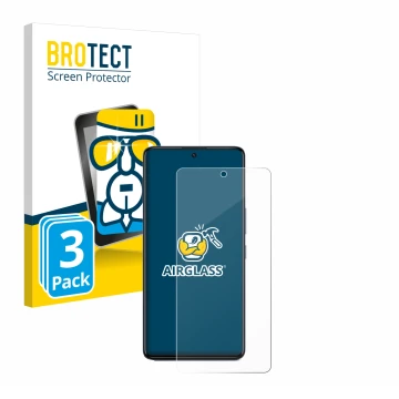 Parte frontal de un envase de producto con el logotipo de la marca BROTECT. Al lado se muestra el dispositivo Infinix GT 20 Pr