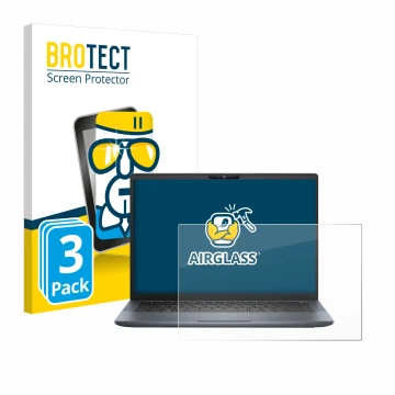 Parte frontal de un envase de producto con el logotipo de la marca BROTECT. Al lado se muestra el dispositivo Dell Latitude 73