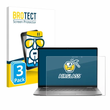 Parte frontal de un envase de producto con el logotipo de la marca BROTECT. Al lado se muestra el dispositivo Dell Latitude 74