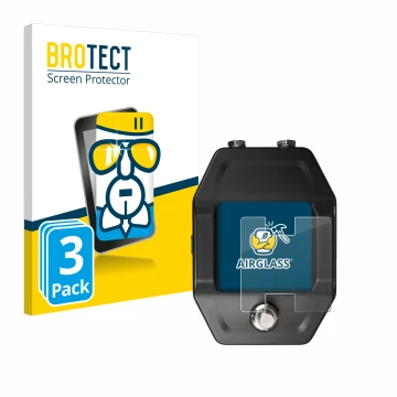 Parte frontal de un envase de producto con el logotipo de la marca BROTECT. Al lado se muestra el dispositivo Shure GLXD16+ co