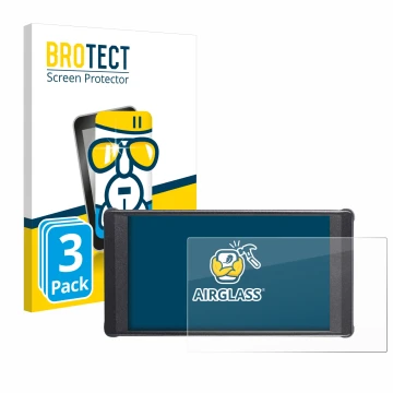 Parte frontal de un envase de producto con el logotipo de la marca BROTECT. Al lado se muestra el dispositivo Portkeys PT6 con